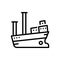 Black line icon for Vessel, cargo and ship