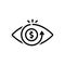 Black line icon for Vision, eyesight and perception