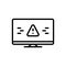 Black line icon for Warnings, alert and caution