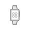 Black line icon for Watch synchronization, gadget and smartphone