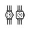 Black line icon for Watches, wrist watch and gadget