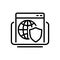 Black line icon for Web Shield, safeguard and protection