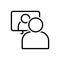 Black line icon for Webcast, video call and webinar