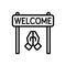 Black line icon for Welcome, acceptance and reception