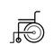 Black line icon for Wheelchair, physical and chair