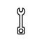 Black line icon for Wrench, calibrating and fix