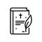 Black line icon for Wrote, write and book