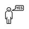 Black line icon for Yes, all right and very