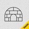 Black line Igloo ice house icon isolated on transparent background. Snow home, Eskimo dome-shaped hut winter shelter