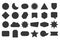 Black line and isolated random shapes empty frames and banners icons set on white