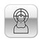 Black line Jesus Christ icon isolated on white background. Silver square button. Vector