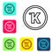 Black line Kelvin icon isolated on white background. Set icons in color square buttons. Vector