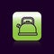 Black line Kettle with handle icon isolated on black background. Teapot icon. Green square button. Vector