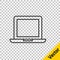 Black line Laptop icon isolated on transparent background. Computer notebook with empty screen sign. Vector Illustration