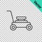 Black line Lawn mower icon isolated on transparent background. Lawn mower cutting grass. Vector