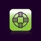 Black line Lifebuoy icon isolated on black background. Lifebelt symbol. Green square button. Vector.