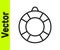 Black line Lifebuoy icon isolated on white background. Lifebelt symbol. Vector