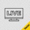 Black line Live streaming online videogame play icon isolated on transparent background. Vector
