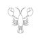 Black line lobster vector illustration isolated on white background