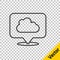 Black line Location cloud icon isolated on transparent background. Vector
