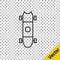 Black line Longboard or skateboard cruiser icon isolated on transparent background. Extreme sport. Sport equipment