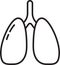 Black line Lungs icon isolated on white background. Vector.