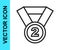 Black line Medal icon isolated on white background. Winner symbol. Vector