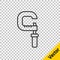 Black line Micrometer icon isolated on transparent background. Measuring engineer tool. Universal device designed to