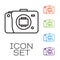 Black line Mirrorless camera icon isolated on white background. Foto camera icon. Set icons colorful. Vector