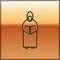 Black line Monk icon isolated on gold background. Vector