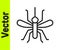 Black line Mosquito icon isolated on white background. Vector