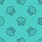 Black line Muffin icon isolated seamless pattern on green background. Vector