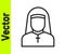 Black line Nun icon isolated on white background. Sister of mercy. Vector