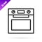Black line Oven icon isolated on white background. Stove gas oven sign. Vector