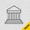 Black line Parthenon from Athens, Acropolis, Greece icon isolated on transparent background. Greek ancient national