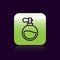 Black line Perfume icon isolated on black background. Green square button. Vector