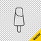 Black line Popsicle ice cream on wooden stick icon isolated on transparent background. Vector