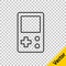 Black line Portable tetris electronic game icon isolated on transparent background. Vintage style pocket brick game