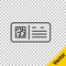 Black line QR code ticket train icon isolated on transparent background. Vector