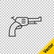 Black line Revolver gun icon isolated on transparent background. Vector