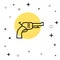Black line Revolver gun icon isolated on white background. Random dynamic shapes. Vector
