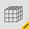 Black line Rubik cube icon isolated on transparent background. Mechanical puzzle toy. Rubik`s cube 3d combination puzzle