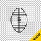 Black line Rugby ball icon isolated on transparent background. Vector