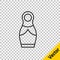 Black line Russian doll matryoshka icon isolated on transparent background. Vector