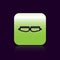 Black line Safety goggle glasses icon isolated on black background. Green square button. Vector