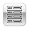 Black line Server, Data, Web Hosting icon isolated on white background. Silver square button. Vector