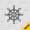 Black line Ship steering wheel icon isolated on transparent background. Vector