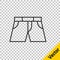 Black line Short or pants icon isolated on transparent background. Vector