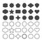Black line and silhouette empty geometrical basic shapes emblems icons set on white