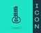 Black line Sitar classical music instrument icon isolated on green background. Vector